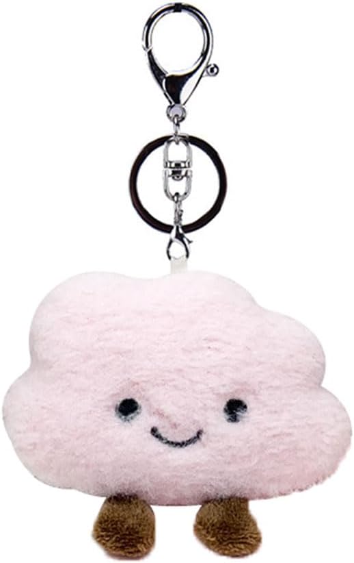 Super Cute Kawaii Smiling Face Happy Cloud Plush Cloud Baby Women Girls Keychain Pendant Metal Key Ring Keychain - Image 2