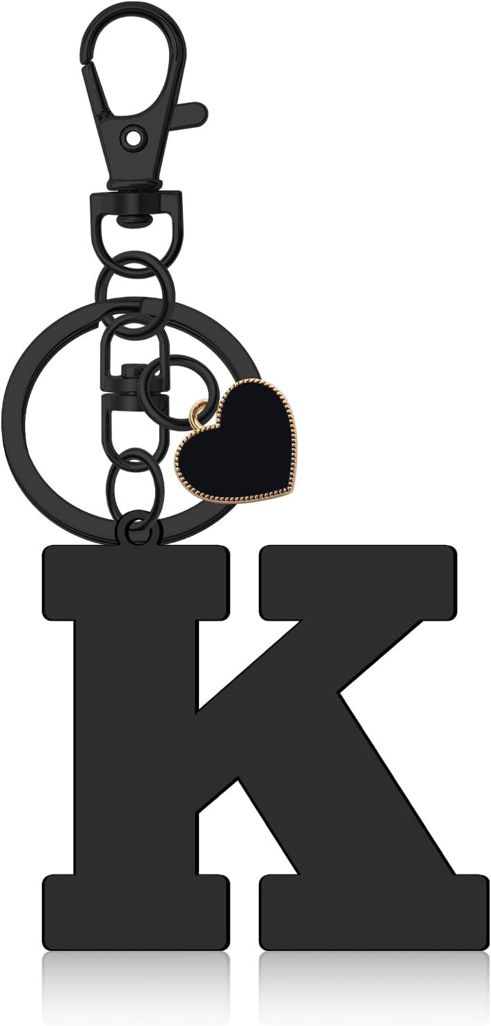 Alphabet Initial Letter Keychain,Letter A-Z Keychain with Heart for Handbag Car Key Bag Keyring Christmas Gifts
