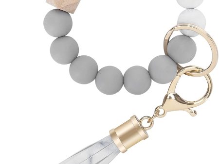 Keychain Wristlet for Women, Silicone Bead Bracelet Key Ring Girl, Key Chain Holder for Car Keys