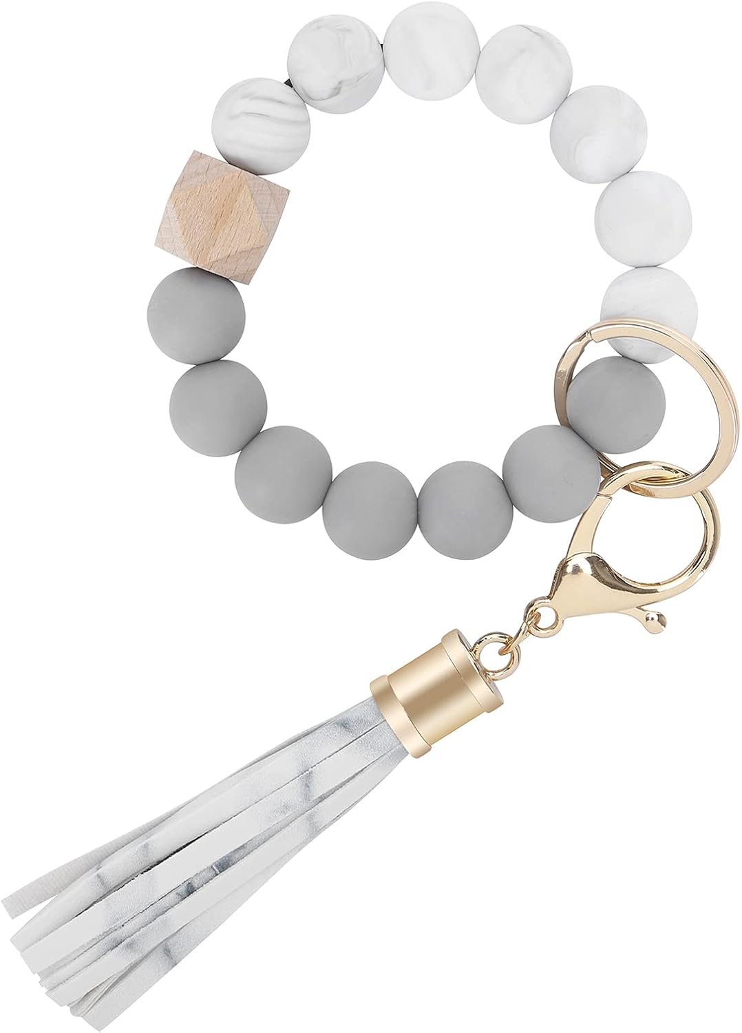 Keychain Wristlet for Women, Silicone Bead Bracelet Key Ring Girl, Key Chain Holder for Car Keys