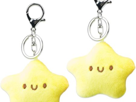2Pcs Cute Plush Star Keychain Kawaii Star Pendant Keyring with Squeaky Sound Charming Plush Keyring for Backpacks Handbags Purses Fashionable Women's Keyrings Car Key Chain Accessory