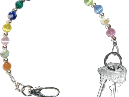 Hidden Hollow Beads Key Keeper 12" Multi Women's Beaded Strap Chain Finder Organizer Wallet Purse Holder Anti-Lost Ring