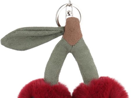 Apricot Lamb Cherry Food Plushies Cute Keychain, Soft Stuffed Plush Keychain Toys for Kids' Backpack Purse, Red
