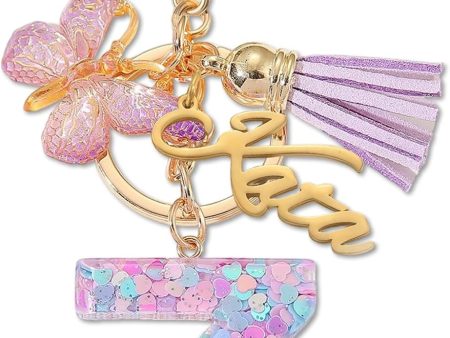 Personalized Keychain with Name Custom Initial Keychains for Women Letter KeyChain with Tassel Butterfly for Bag Charm