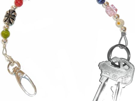 Hidden Hollow Beads Key Keeper 12" Women's Multi Beaded Strap Chain Finder Organizer Wallet Purse Holder Anti-Lost Ring