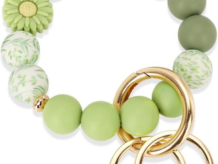 Silicone Key Ring Bracelet, Cute Keychain Wristlet with 2 Key Rings, Elastic Car Key Holder Bangle for Women