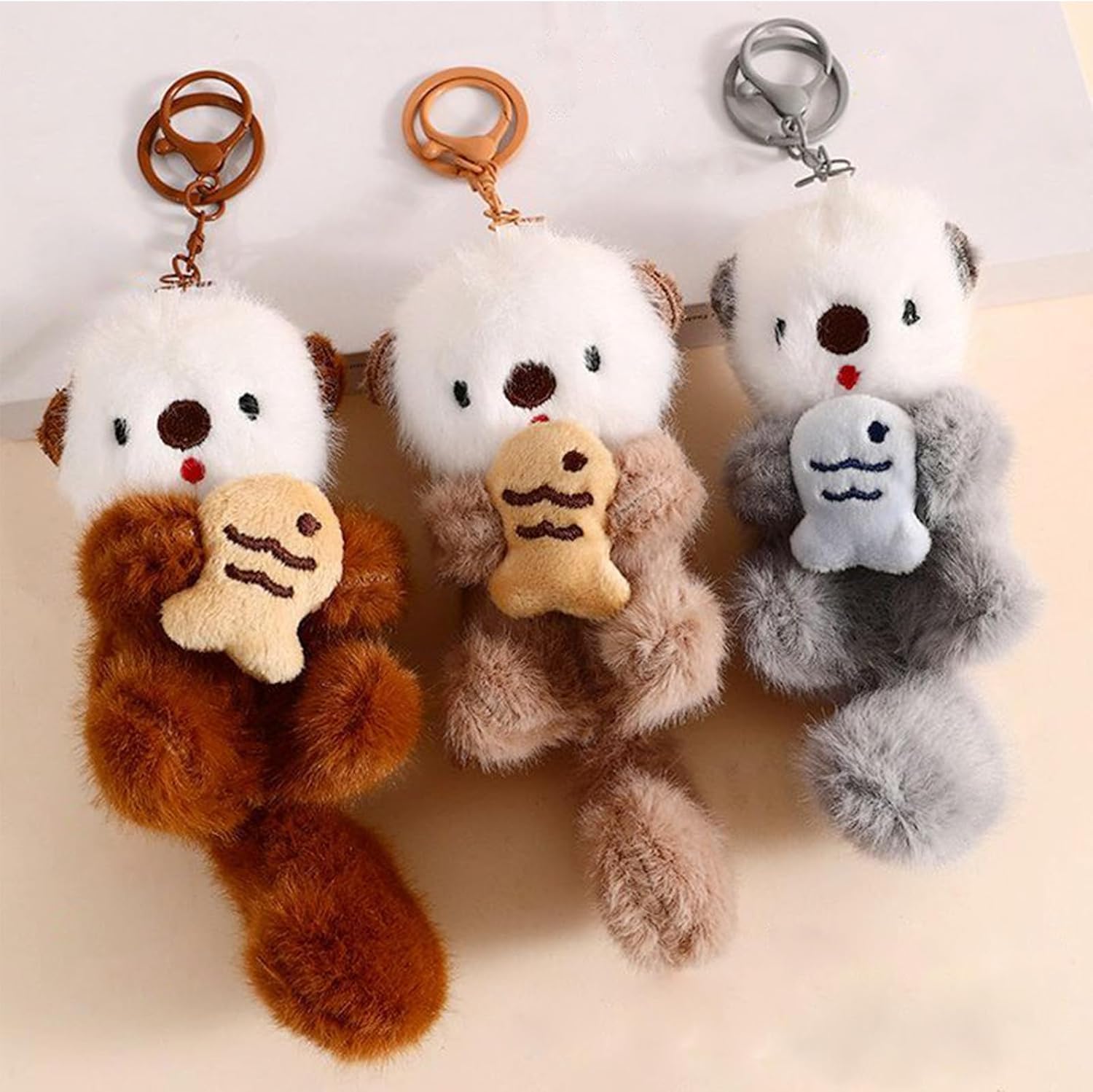 Plush Keychain Otter Charm for Women Teens & Animal Lovers | for Handbags Purses Backpacks & Car Keys | Birthday Gift - Image 2
