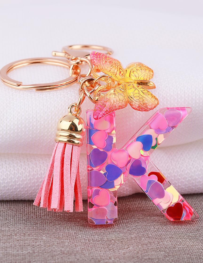 Initial Letter Keychain for Women Girl Bag Charm Butterfly Tassel Keychain for Wallet Car Key Backpack Handbag - Image 2