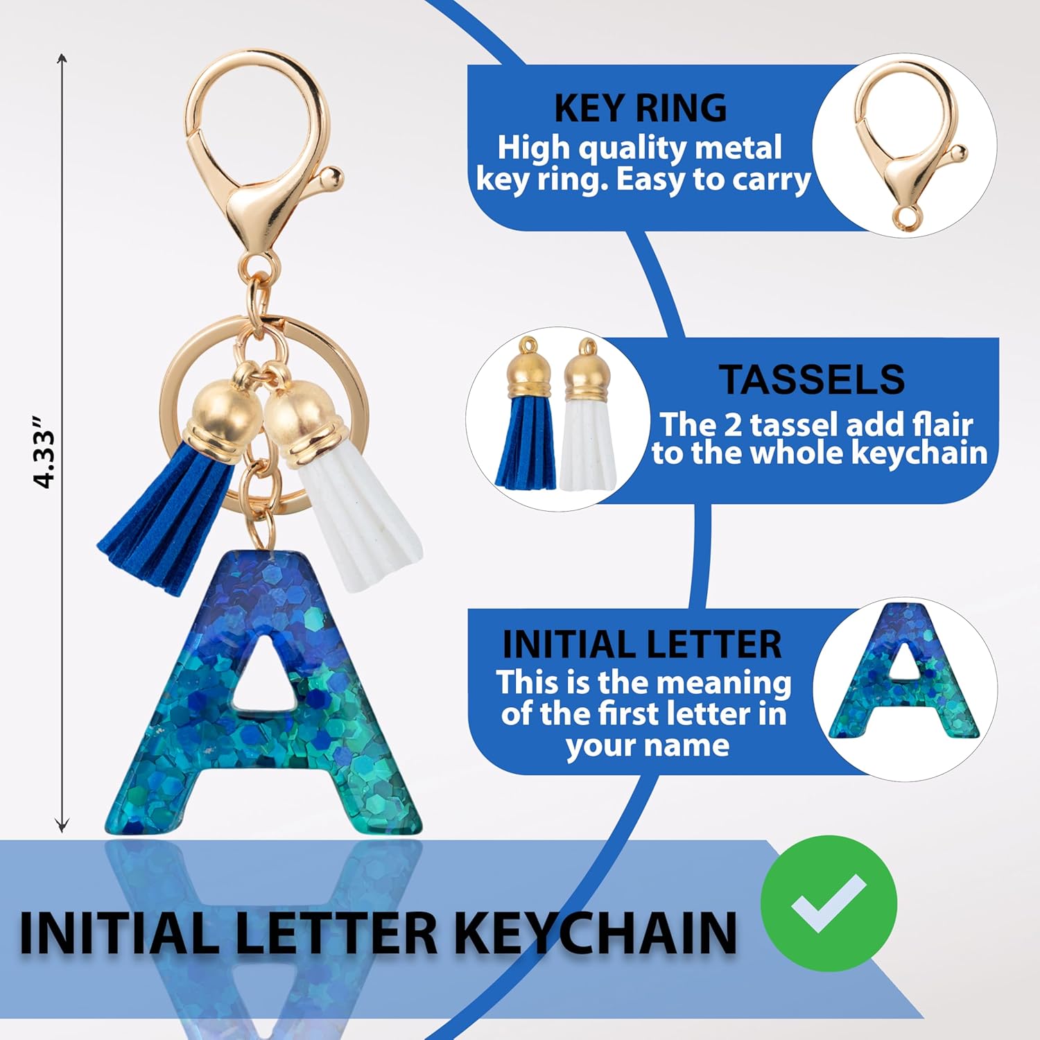 Initial Letter Keychain Cute Resin with 2 PU Tassel, Letter Keychain for Backpack Charms, Initial Keychains for Women - Image 2